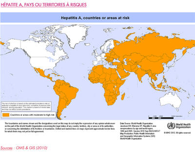 Hépatite A, pays ou territoires à risques